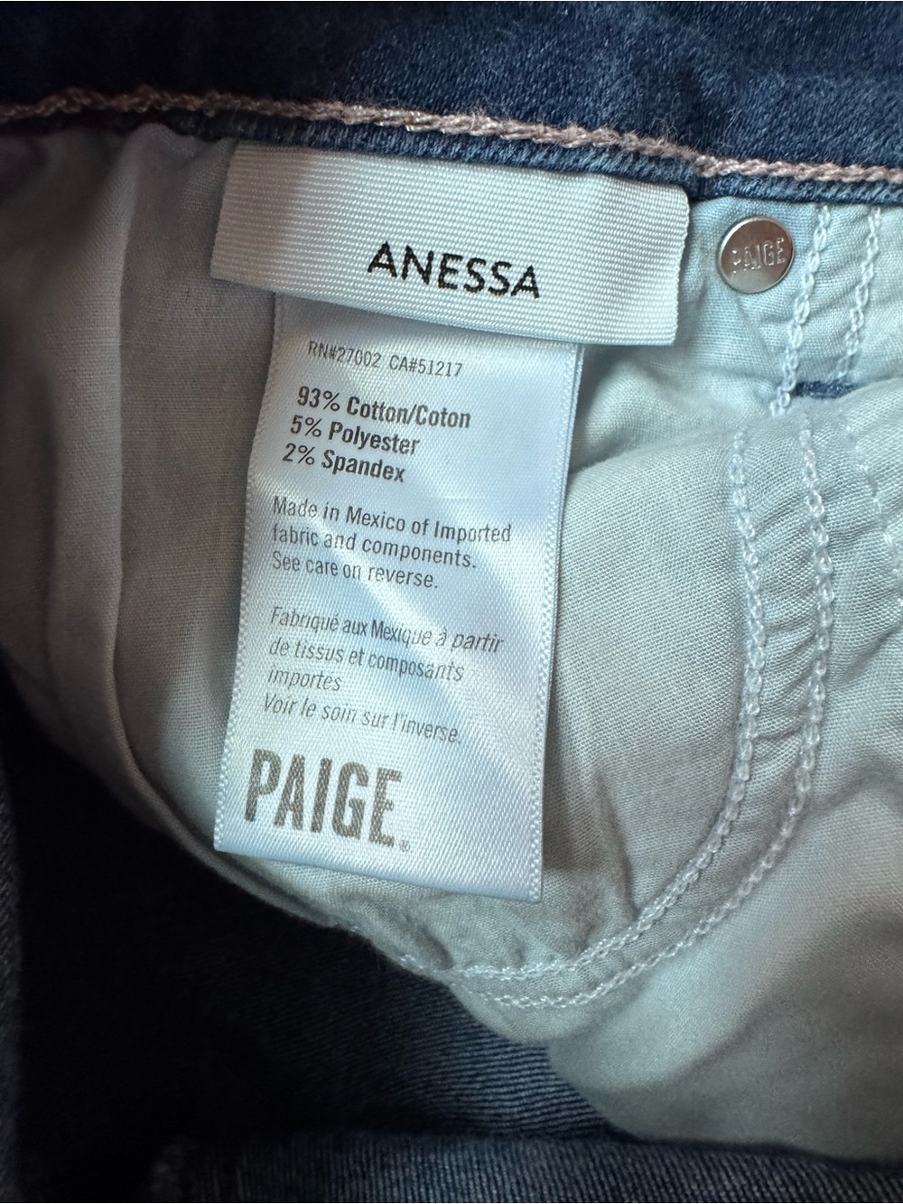 Paige Anessa Wide Leg Cropped High-Rise Jeans in Dark Blue Size 24 - Picture 8 of 8